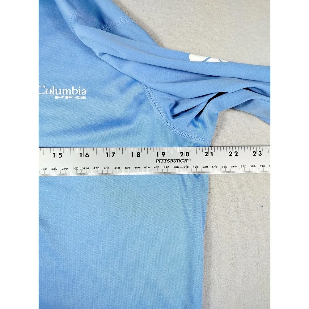 Columbia PFG Omni-Shade Shirt Mens Small Blue Quarter Zip Fishing UPF Sun